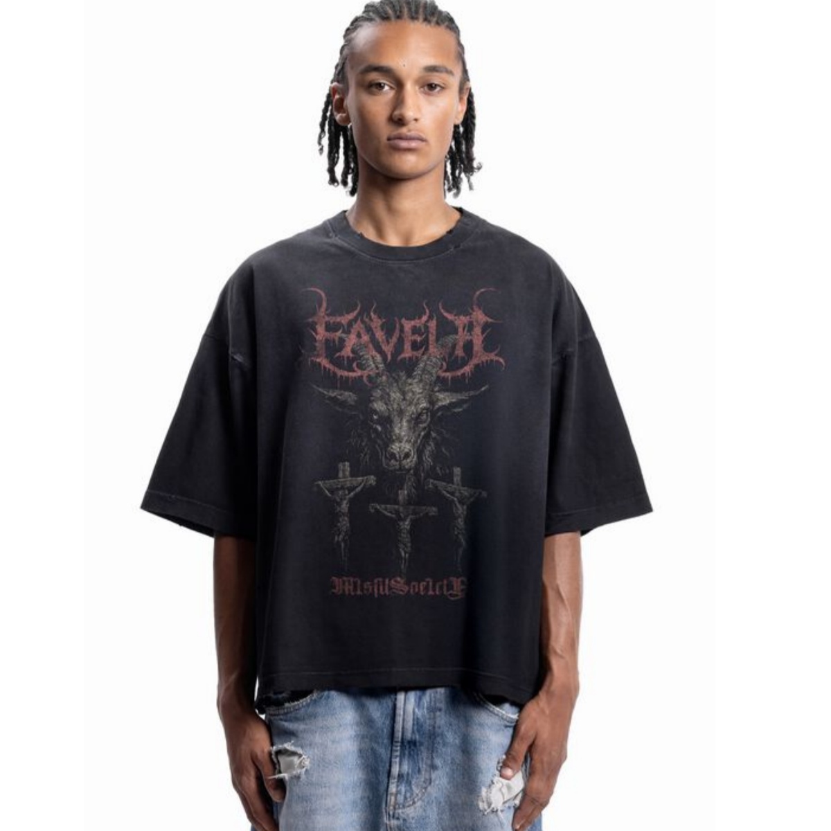 Streetwear Brand Font - تي شيرت قطني بطباعة معدنية على